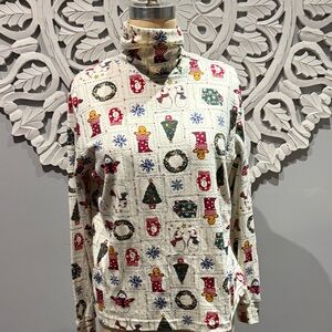 Vintage Karen Scott Christmas theme turtlenecks long sleeve L